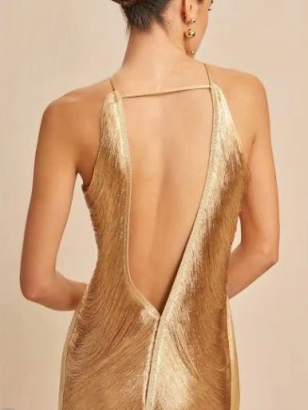 Cult Gaia Renata Gown Gold Metallic Halter Maxi Dress Small - Picture 4 of 5